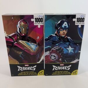 Lot‎ of 2 Marvel Rivals 1,000 Piece Puzzles Iron Man Captain America Avengers